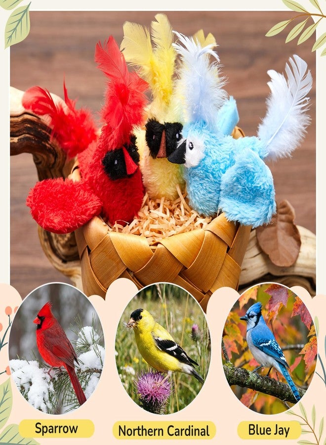 SilTriangle 3 Pcs Bird Cat Toy with Chirping Sound, 3.15 Inch Interactive Exercise Toy with Lifelike Bird Chirp, Red Cardinal Blue Jay Goldfinch for Indoor Bored Cats Kittens, Gifts for Valentines Day - Image 4